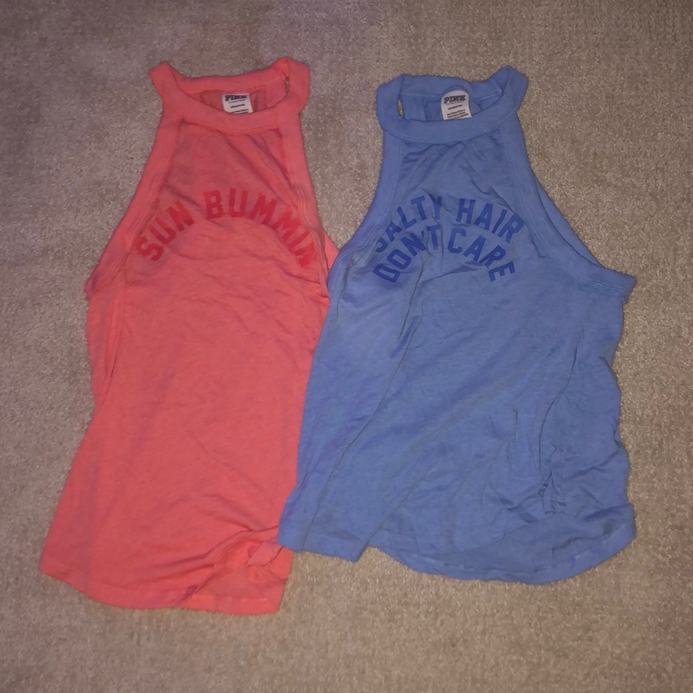 2 pink tank tops